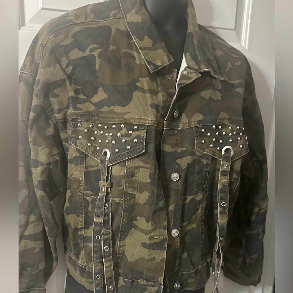 Fashion Nova Camouflage Studded Jacket